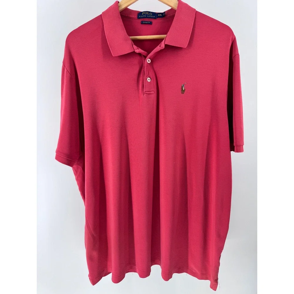 Polo Ralph Lauren‎ Polo Shirt Mens XXL Pink Good Classic Fit Short Sleeve Logo